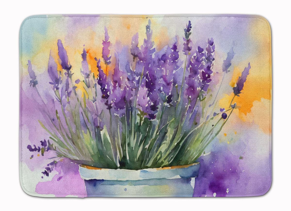 Lavender In Watercolor Memory Foam Kitchen Mat Machine Washable Anti-Fatigue Mat Cushion Comfort Bath Mat Or Kitchen Rug_maomaolike.com