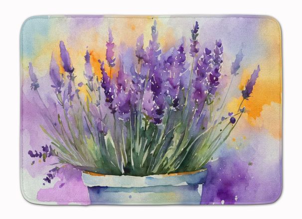 Lavender In Watercolor Memory Foam Kitchen Mat Machine Washable Anti-Fatigue Mat Cushion Comfort Bath Mat Or Kitchen Rug_maomaolike.com