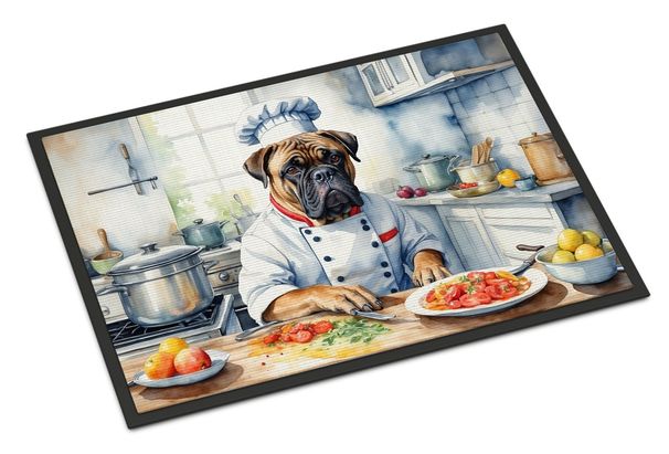 Bullmastiff The Chef Doormat Front Door Mat Indoor Outdoor Rugs For Entryway, Non Slip Washable Low Pile, 24H X 36W_maomaolike.com