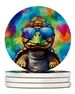 Hippie Animal Tortoise Turtle Large Sandstone Coasters Pack Of 4 Absorbent Round Coasters Decor Gifts For Men Or Women, 4 In, Multicolor_maomaolike.com