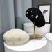 Hot Sale All-month Knitted Beret Hats for Women Diamonds Breathable Hollow Mesh Beanie Female Berets Versatile Artist Painter Hat_maomaolike.com