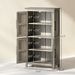 Bathroom Floor Storage Cabinet, Farmhouse Bathroom Cabinet With 4 Doors And Adjustable Shelf, Light Gray_maomaolike.com
