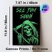 Grim Reaper Themed Painting Poster, Glow-in-the-dark Spooky Grim Reaper With "See You Soon" Text Poster, Unique Dark Gothic Style For Home Wall Decor_maomaolike.com