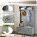 Modern Classic Hall Tree With Shoe Rack Bench And Coat Hooks For Hanging Storage, Entryway Bench With Open Shelves And Shoe Cabinets 40.16"W*18.58"D*64.17"H White_maomaolike.com