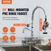 VEVOR Commercial Faucet With Pre-Rinse Sprayer, 25" Height, 8" Center, 12" Swing Spout, Wall Mount Kitchen Sink Faucet, Brass Constructed Device With Pull Down Spray, For 1/2/3 Compartment Sink_maomaolike.com