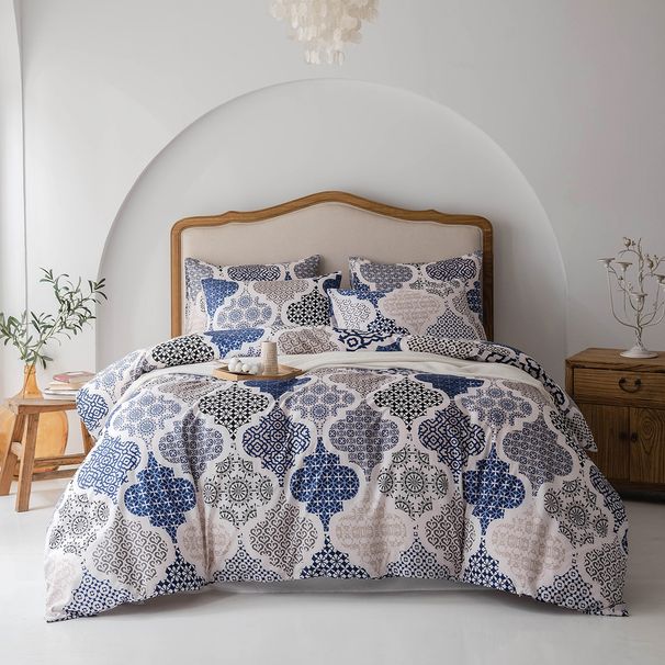 Home Furniture Retro Floral Brushed Print Quilt Set Three Piece_maomaolike.com