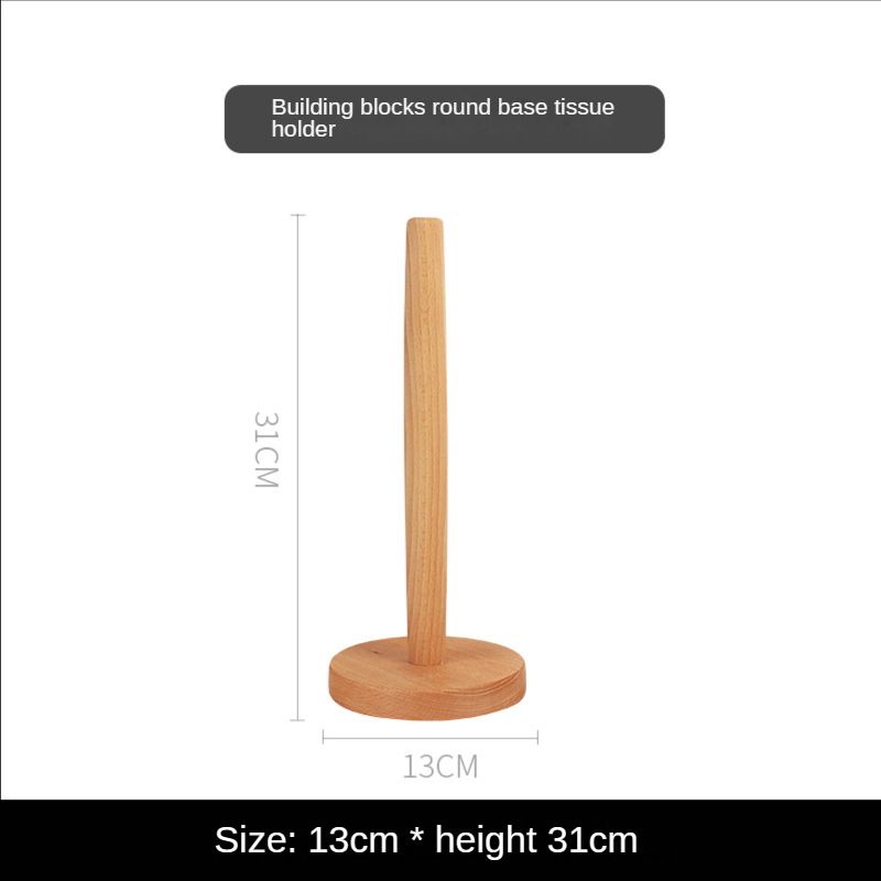 Wooden Roll Towel Tissue Vertical Paper Stand Holder Storage Accessories For Kitchen_maomaolike.com