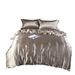 Simple Solid Color Ice Silk Four-Piece Bedding Set, Cool Smooth Summer Bed Linen, Soft Duvet Cover & Bed Sheet Kit For Household Bedroom Daily Sleep
_maomaolike.com
