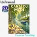 Canal Du Midi Themed Painting Poster, Warm Sunlit Riverside With Bicycle & Boat Poster, Tranquil Scenic Artwork Ideal For Living Room, Bedroom_maomaolike.com