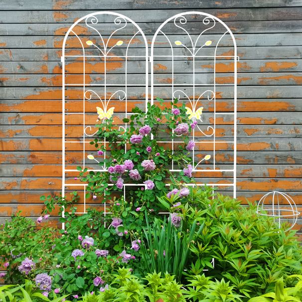 4 Pack Metal Garden Trellis 86.7" X 19.7" Rustproof Trellis For Climbing Plants Outdoor Flower Support Cream White_maomaolike.com