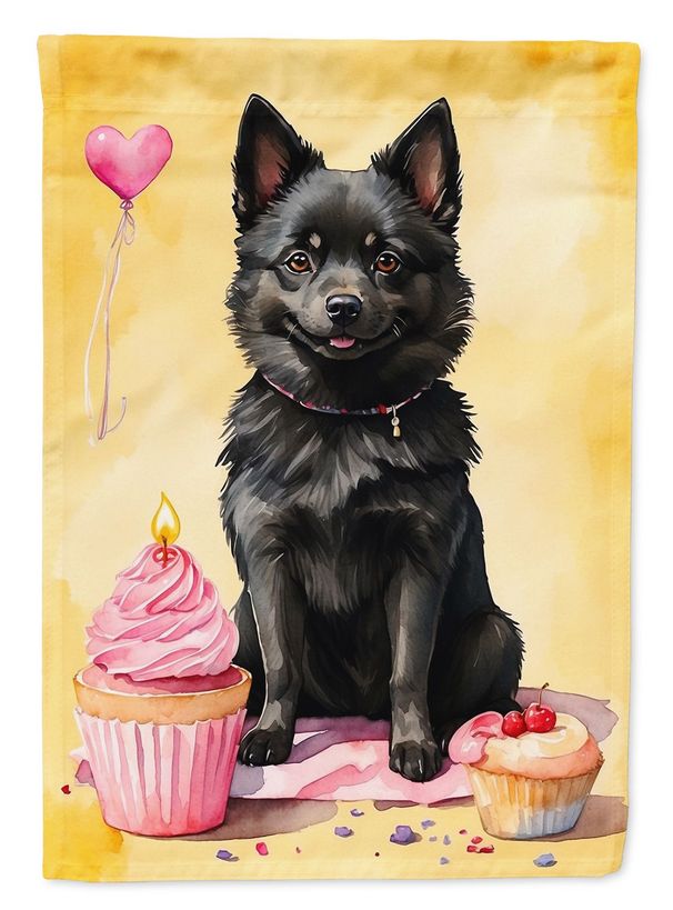 Schipperke Happy Birthday House Flag Large Porch Sleeve Pole Decorative Outside Yard Banner Artwork Wall Hanging, Polyester, House Size, Multicolor_maomaolike.com
