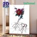 Surreal Floral & Fantasy Figure Painting Poster, Vibrant Mixed-media Surreal Poster, Combines Bold Burgundy Flower With Sketch-style Fantasy_maomaolike.com