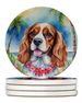 Cavalier Spaniel Luau Large Sandstone Coasters Pack Of 4 Absorbent Round Coasters Decor Gifts For Men Or Women, 4 In, Multicolor_maomaolike.com