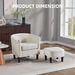 Velvet Accent Chair With Ottoman, Modern Barrel Chair Armchair For Living Room, Bedroom, White_maomaolike.com