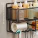 Wall-Mounted Bathroom Organizer Shelf - Holds Skincare, Hair Dryer, No Drilling Required_maomaolike.com