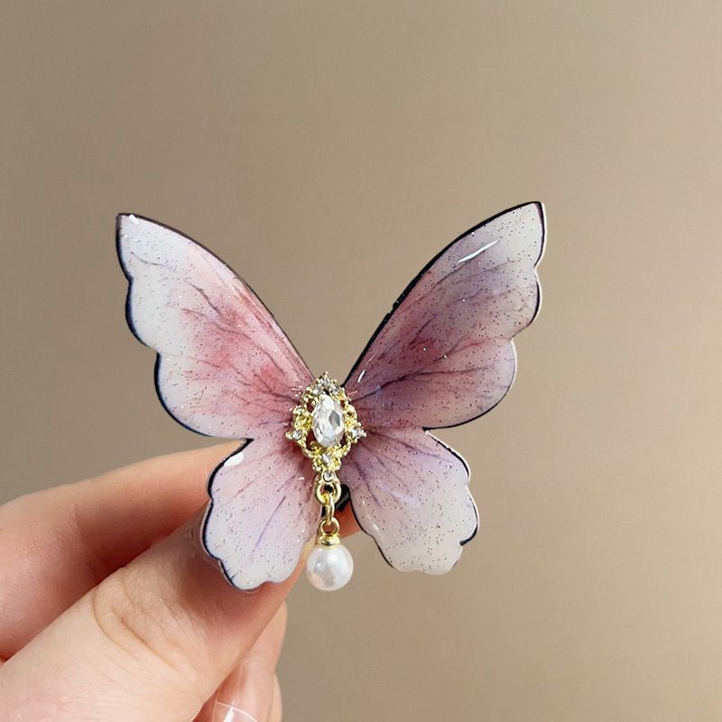 Unisex Jewelry Fashion Pink Diamond Pearl Butterfly Duckbill Clip Sweet Fashion Bangs Side Hairpin Girly Heart Hair Accessories_maomaolike.com