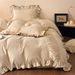 Wholesale INS French Milk Velvet Four-Piece Princess Style Thickened Warm Coral Fleece Pleated Lace 4-Piece Set_maomaolike.com