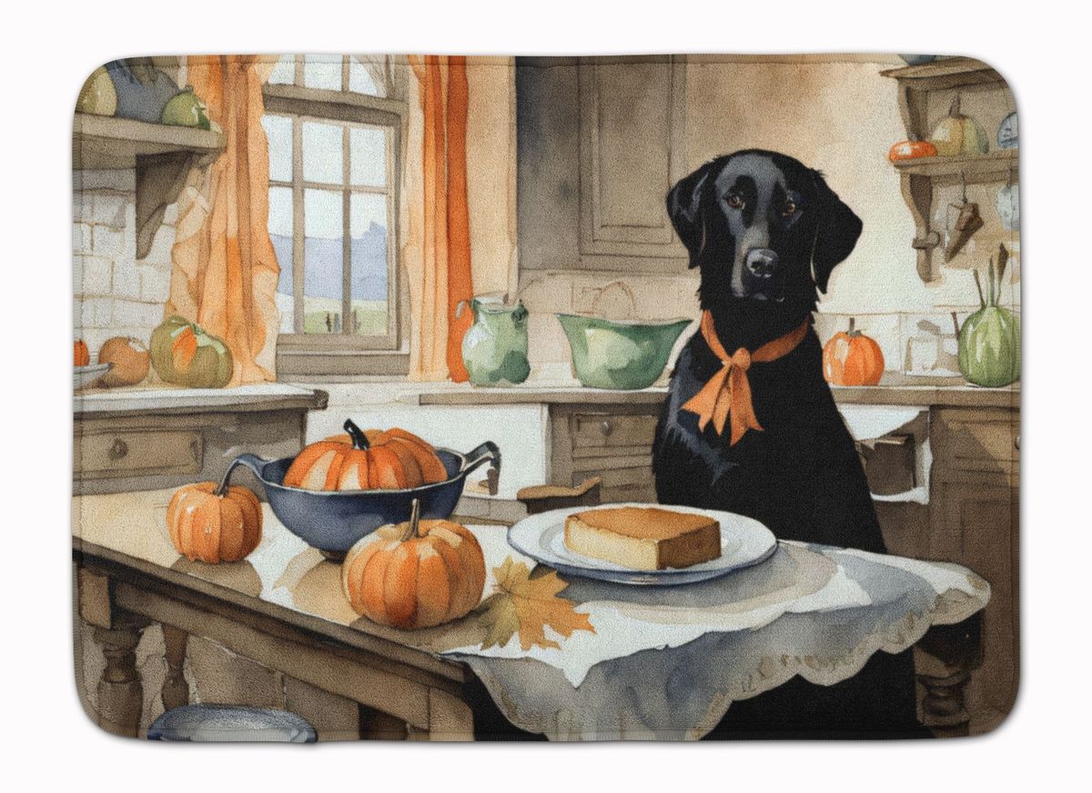 Black Lab Fall Kitchen Pumpkins Memory Foam Kitchen Mat Machine Washable Anti-Fatigue Mat Cushion Comfort Bath Mat Or Kitchen Rug_maomaolike.com