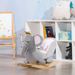 Rocking Horse Elephant Rocking Chair Toddler Rocker Toy With Sound Wooden Base Seat Safety Belt For_maomaolike.com