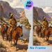Native American Horseman & Horse Herd Painting Poster, Vintage Western Realistic Oil Painting Poster, Captivating Canyon Riverside Historical Scene_maomaolike.com