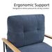 Modern Accent Chair, Comfy Chair With Removable Cushion, Vanity Chair With Wood Armrests For Living Room, Bedroom, Blue_maomaolike.com