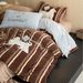 Autumn Winter Cartoon Color-Block Striped Greyhound Patch Embroidery Warm Bedding Anti-Static Milk Velvet Four-Piece Set Home Text_maomaolike.com