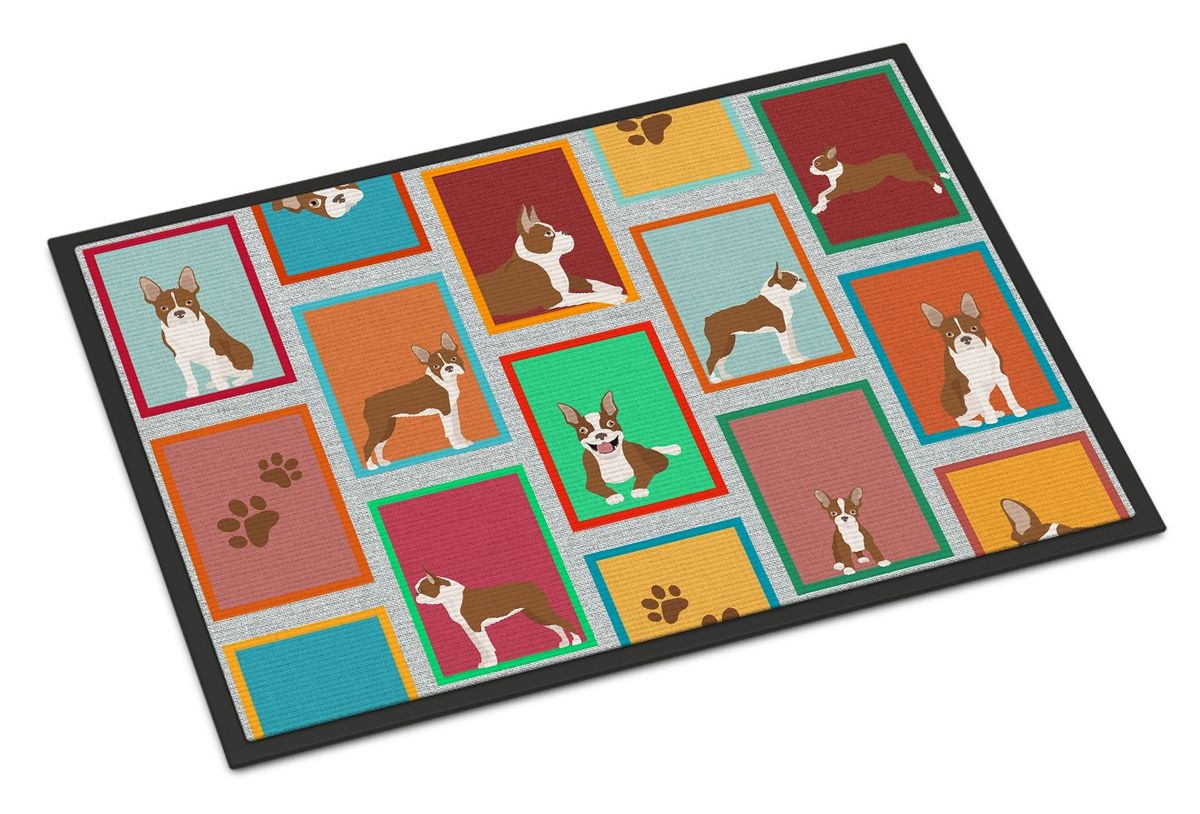 Lots Of Red Boston Terrier Doormat Front Door Mat Indoor Outdoor Rugs For Entryway, Non Slip Washable Low Pile, 24H X 36W_maomaolike.com