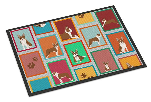 Lots Of Red Boston Terrier Doormat Front Door Mat Indoor Outdoor Rugs For Entryway, Non Slip Washable Low Pile, 24H X 36W_maomaolike.com
