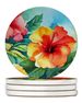 Hawaii Hawaiian Hibiscus In Watercolor Large Sandstone Coasters Pack Of 4 Absorbent Round Coasters Decor Gifts For Men Or Women, 4 In, Multicolor_maomaolike.com