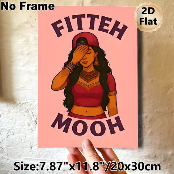 Desi Street Style Themed Painting Poster, Vibrant Illustrated Poster, Unique Cultural Fusion Design Featuring A Stylish Woman In Traditional Attire_maomaolike.com