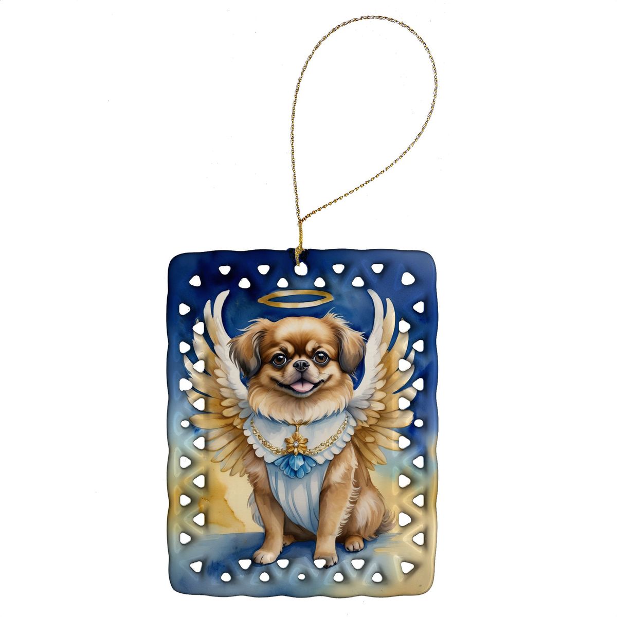 Tibetan Spaniel My Angel Porcelain Ornament Christmas Tree Hanging Decorations For Home Christmas Holiday, Rectangle, Gift, Multicolor_maomaolike.com