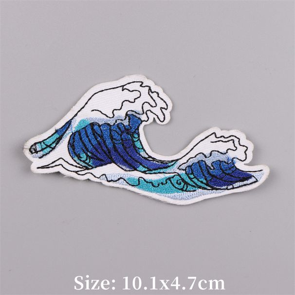 Sea Wave Embroidered Patches For Clothing Thermoadhesive Shark Patch On Clothes Fusible Iron On Appliques On Backpacks/Hats DIY_maomaolike.com