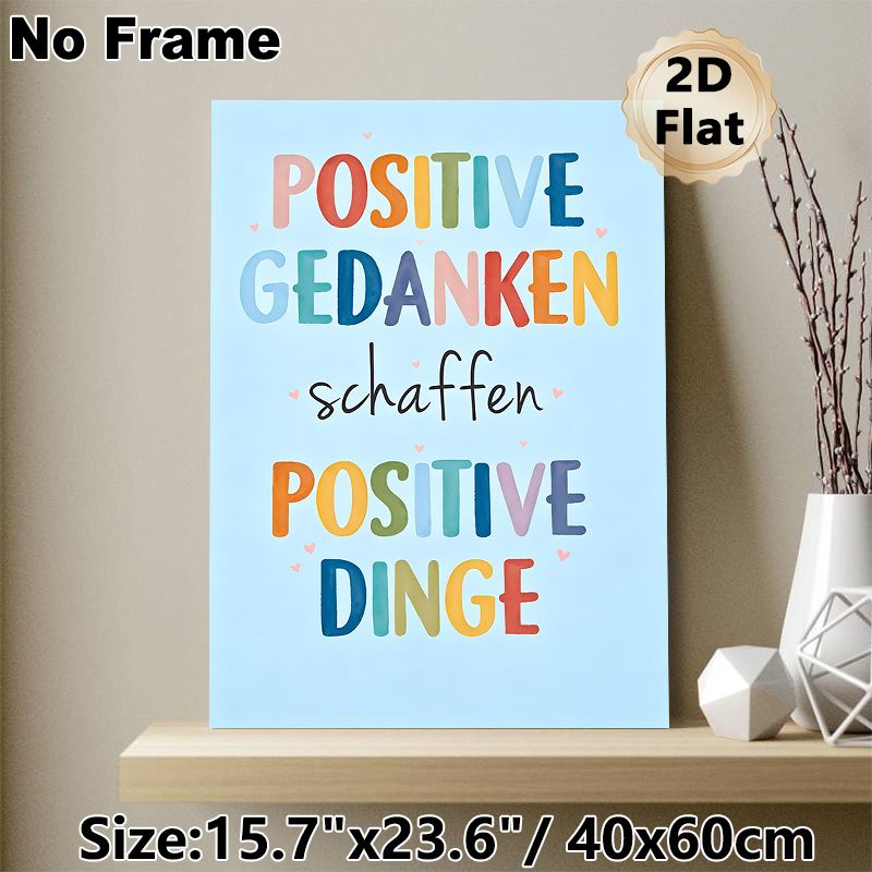 Positive German Quote Painting Poster, Soft Pastel Colorful Watercolor Lettering Poster, Uplifting Mood Decor Ideal For Bedroom, Home Workspace_maomaolike.com