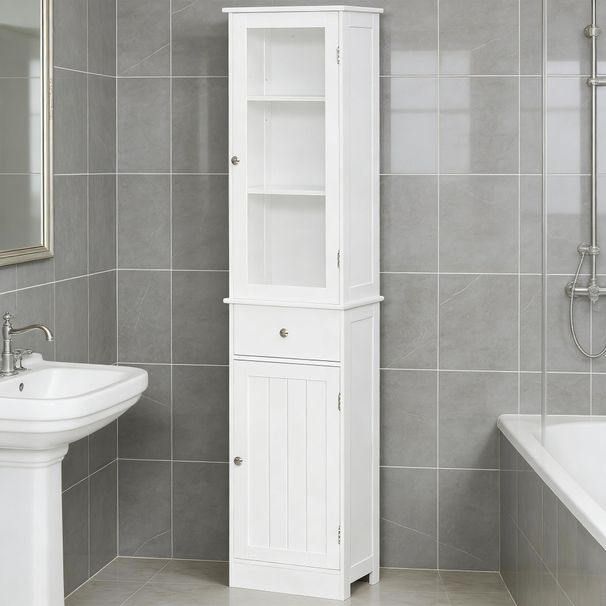 Bathroom Storage Cabinet, Tall Bathroom Cabinet, Narrow Linen Tower_maomaolike.com