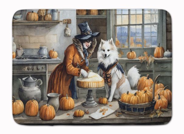 American Eskimo Fall Kitchen Pumpkins Memory Foam Kitchen Mat Machine Washable Anti-Fatigue Mat Cushion Comfort Bath Mat Or Kitchen Rug_maomaolike.com