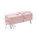 Pink Storage Ottoman Bench For End Of Bed Gold Legs, Modern Grey Fur Entryway Bench Upholstered Padded With Storage For Living Room Bedroom_maomaolike.com