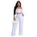 Women's clothing new style suit temperament one shoulder ruffled short top wide leg trousers suit_maomaolike.com