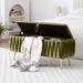 Oval Storage Bench With Gold Legs,Velvet Fabric ,Woven,Upholstered Ottoman Storage Benches For Bedroom End Of Bed,Sherpa Fabric Bench For Living Room,Dining Room,Entryway,Bed Side,Olive Green_maomaolike.com