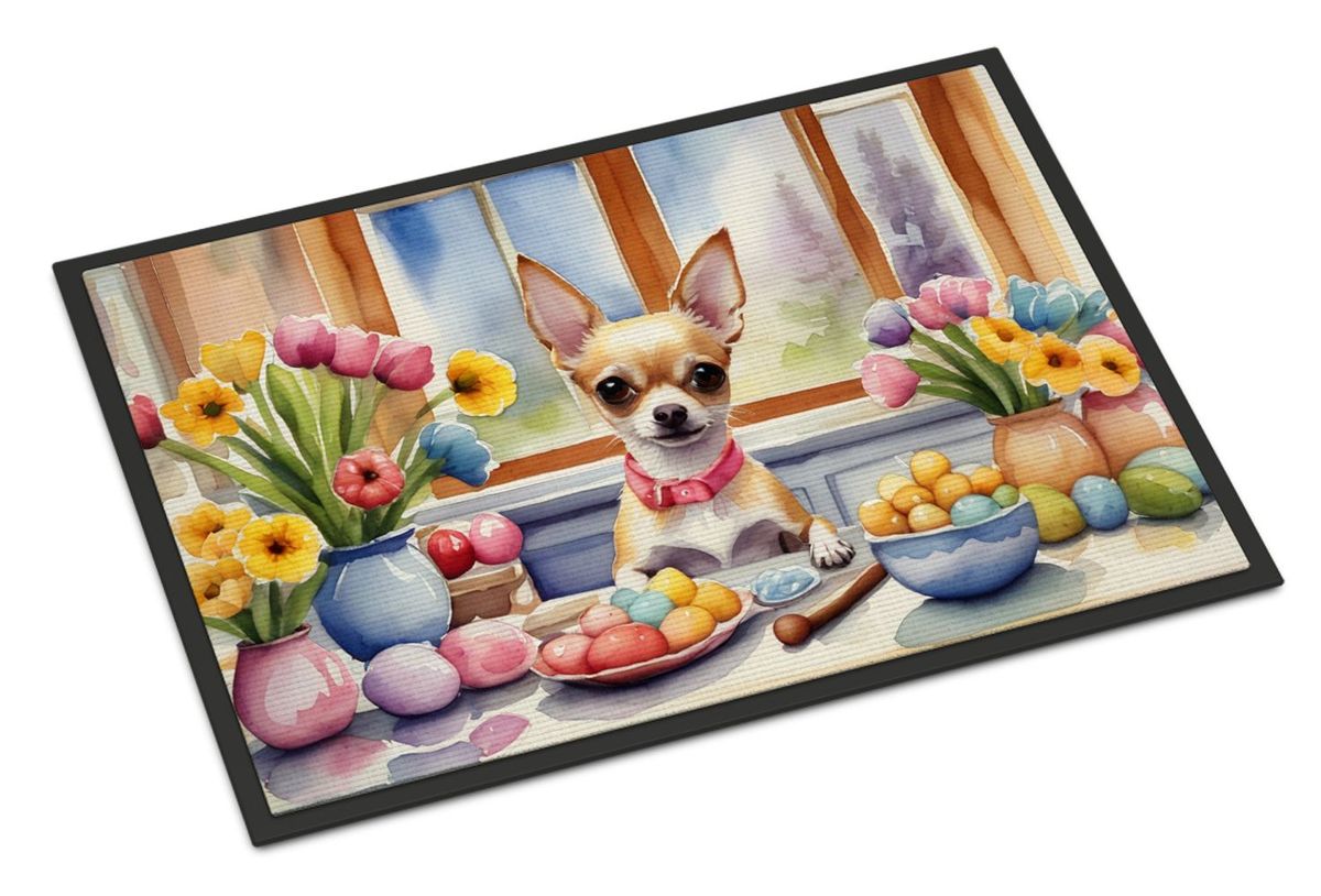 Decorating Easter Chihuahua Doormat Front Door Mat Indoor Outdoor Rugs For Entryway, Non Slip Washable Low Pile, 24H X 36W_maomaolike.com