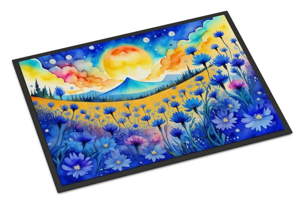 Blue Cornflowers In Color Doormat Front Door Mat Indoor Outdoor Rugs For Entryway, Non Slip Washable Low Pile, 24H X 36W_maomaolike.com