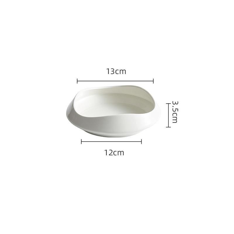 White Porcelain Tableware Ceramic Dish Plate Hotel Creative Personality High-end Restaurant_maomaolike.com