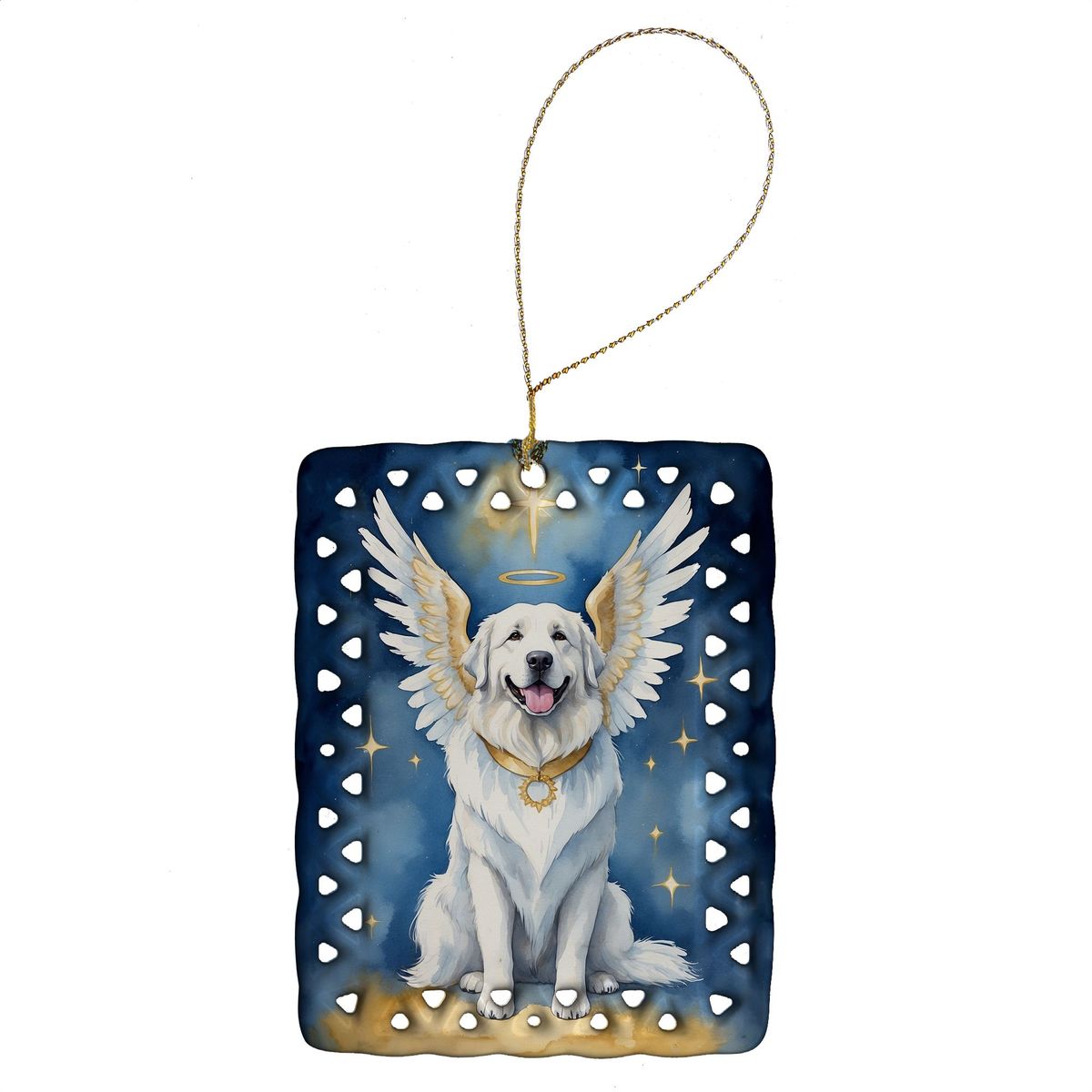 Great Pyrenees My Angel Porcelain Ornament Christmas Tree Hanging Decorations For Home Christmas Holiday, Rectangle, Gift, Multicolor_maomaolike.com