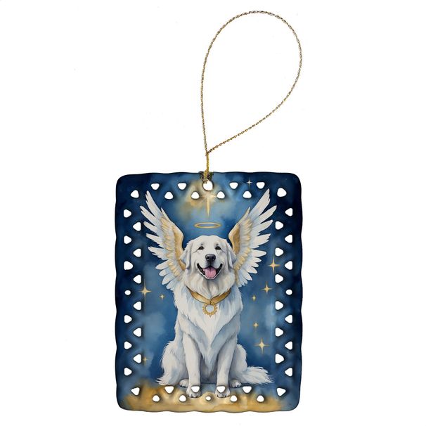 Great Pyrenees My Angel Porcelain Ornament Christmas Tree Hanging Decorations For Home Christmas Holiday, Rectangle, Gift, Multicolor_maomaolike.com
