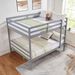 Full Over Full Bunk Bed With Ladder,Wooden Bunk Bed With High Guardrail And Ladder For Kids, Teens, Dorm Rooms, And Guest Rooms,No Box Spring Needed,Grey_maomaolike.com