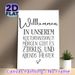 German Welcome Quote Painting Poster, Minimalist Black & White Typography With Heart Detail Poster, Warm Welcoming Message Ideal For Entryway, Living_maomaolike.com