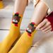 Christmas socks bright red socks cartoon striped women's socks three-dimensional ear socks_maomaolike.com