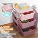 3 Tier Kids Storage Unit, 3 Drawer Chest Toy Organizer Plastic Bins For Kids Bedroom Nursery Kindergarten Living Room For Boys Girls Toddlers, Pink_maomaolike.com