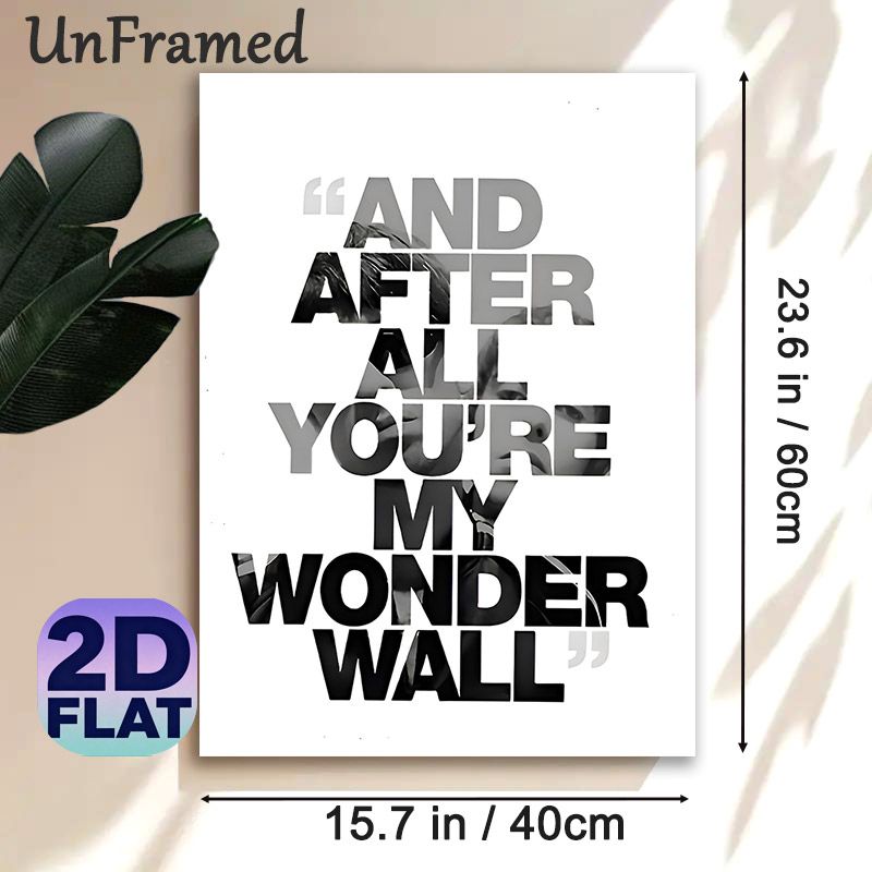 Wonder Wall Quote Painting Poster, Monochrome Typographic Poster With Hidden Portrait, Stylish Lyrical Wall Decor Ideal For Bedroom, Living Room_maomaolike.com