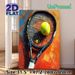 Tennis Themed Painting Poster, Bold Impasto-style Tennis Racket & Ball Poster, Vibrant Sports-themed Decor Ideal For Game Rooms, Sports Clubs And_maomaolike.com