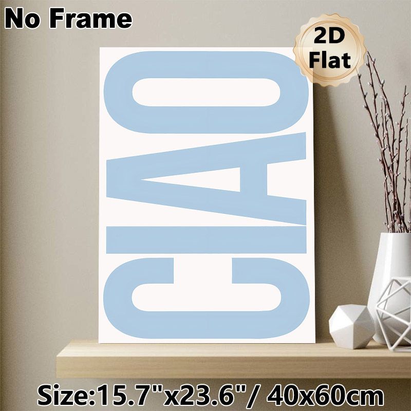 Abstract Geometric Typography Painting Poster, Soft Light Blue Minimalist Graphic Poster, Sleek Modern Aesthetic Ideal For Living Room, Office And_maomaolike.com